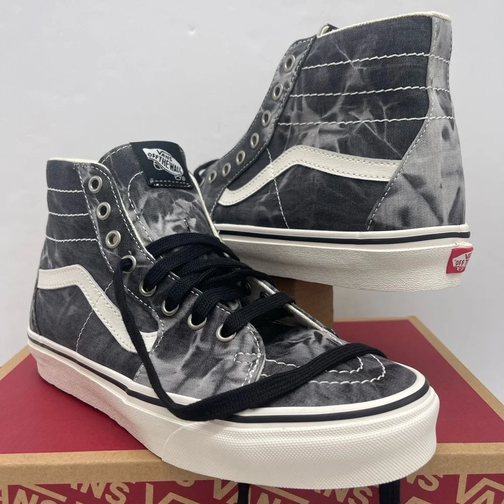 Vans Men’s Sk8-Hi Tapered (Denim Destroy)Black/ Marshmallow Sneakers VN0A4U169FL